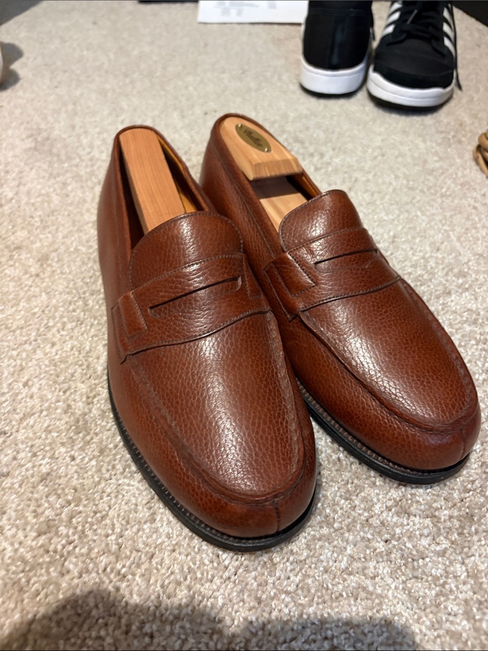 Men's Tan Pebbled Leather Penny Loafers
